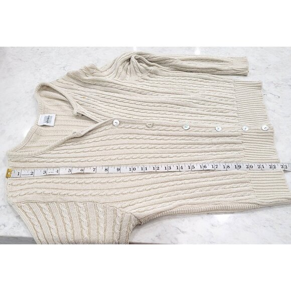 Womens Vintage Jason Maxwell V-Neck Button-up Cream Cardigan Sweater Size M - Picture 10 of 10